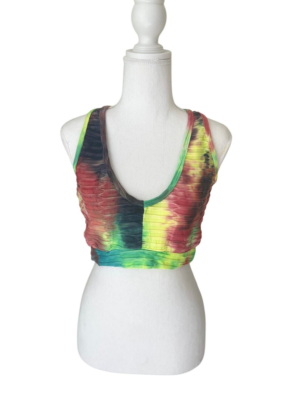 Tie-Dye Cross Back Crop Top - Size L